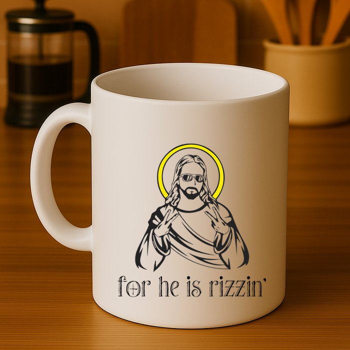 He Is Rizzin Funny Christian Religious Easter Sunday Mug