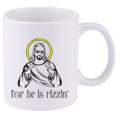 He Is Rizzin Funny Christian Religious Easter Sunday 11oz C Handle Ceramic Mug