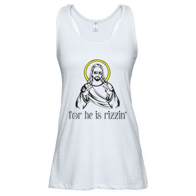 He Is Rizzin Funny Christian Religious Easter Sunday Ladies Essential Flowy Tank