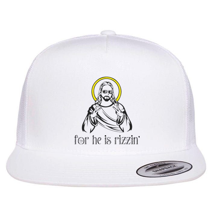 He Is Rizzin Funny Christian Religious Easter Sunday Flatbill Hat