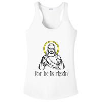 He Is Rizzin Funny Christian Religious Easter Sunday Ladies PosiCharge Competitor Racerback Tank