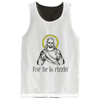 He Is Rizzin Funny Christian Religious Easter Sunday Mesh Reversible Basketball Jersey Tank