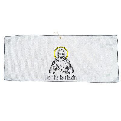 He Is Rizzin Funny Christian Religious Easter Sunday Large Microfiber Waffle Golf Towel