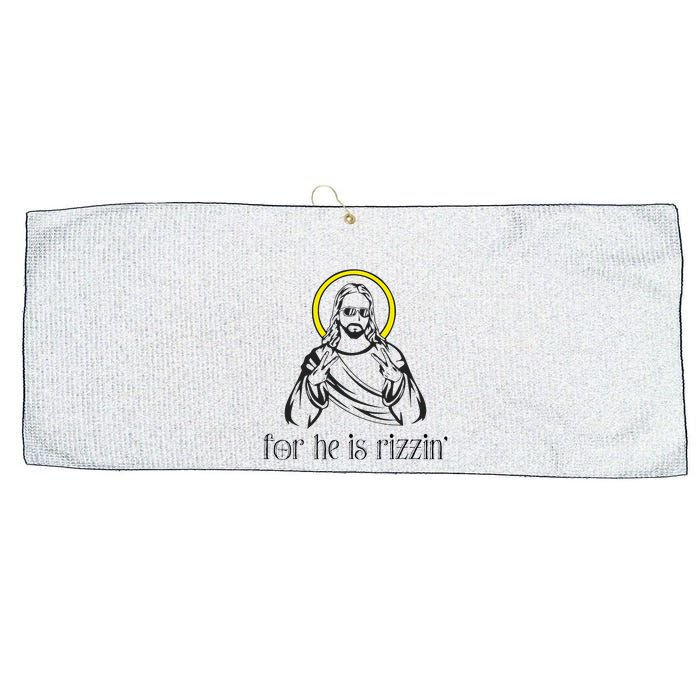 He Is Rizzin Funny Christian Religious Easter Sunday Large Microfiber Waffle Golf Towel