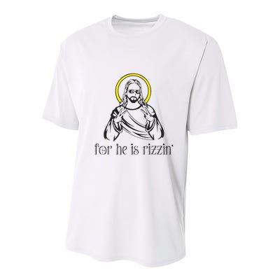 He Is Rizzin Funny Christian Religious Easter Sunday Youth Performance Sprint T-Shirt