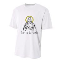 He Is Rizzin Funny Christian Religious Easter Sunday Youth Performance Sprint T-Shirt