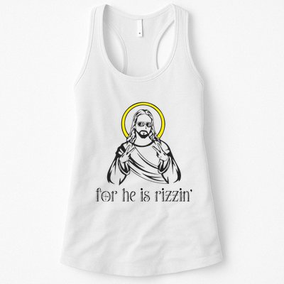 He Is Rizzin Funny Christian Religious Easter Sunday Womens Tank Top