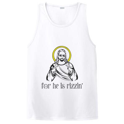 He Is Rizzin Funny Christian Religious Easter Sunday PosiCharge Competitor Tank