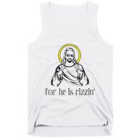 He Is Rizzin Funny Christian Religious Easter Sunday Tank Top