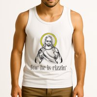 He Is Rizzin Funny Christian Religious Easter Sunday Tank Top
