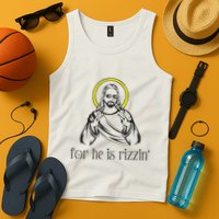 He Is Rizzin Funny Christian Religious Easter Sunday Tank Top