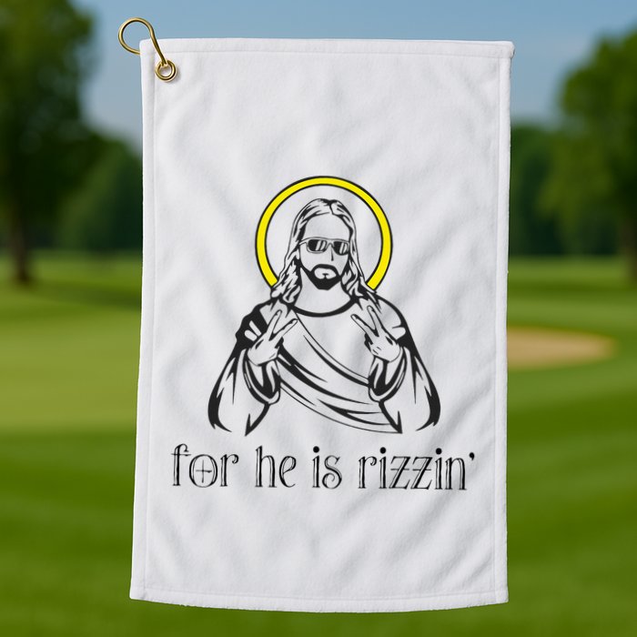 He Is Rizzin Funny Christian Religious Easter Sunday Golf Towel