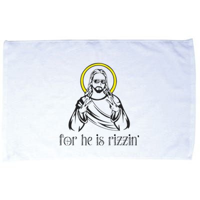 He Is Rizzin Funny Christian Religious Easter Sunday Microfiber Hand Towel