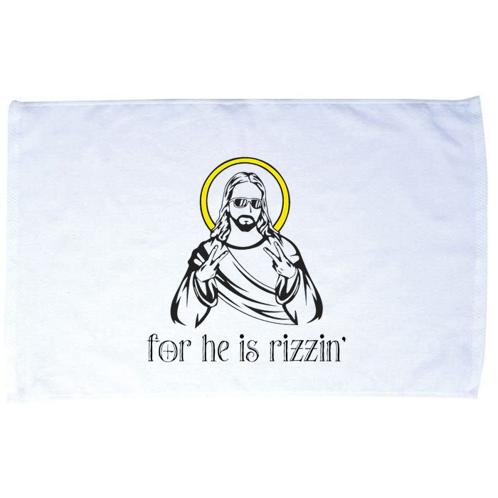 He Is Rizzin Funny Christian Religious Easter Sunday Microfiber Hand Towel