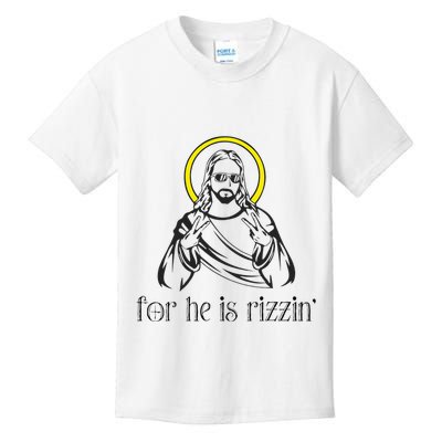 He Is Rizzin Funny Christian Religious Easter Sunday Kids T-Shirt