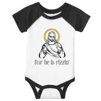 He Is Rizzin Funny Christian Religious Easter Sunday Infant Baby Jersey Bodysuit