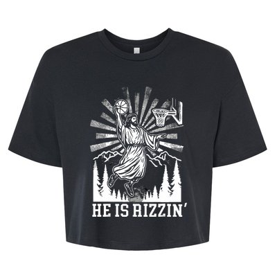 He Is Rizzin Funny Jesus Basketball Christian Religious Bella+Canvas Jersey Crop Tee