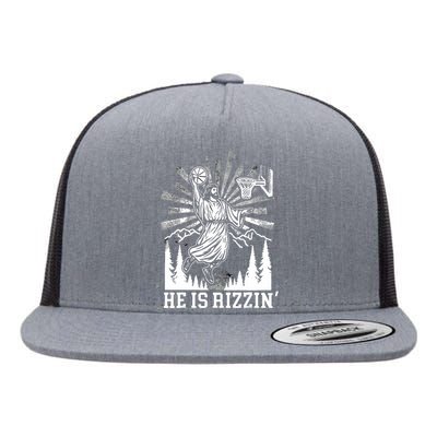 He Is Rizzin Funny Jesus Basketball Christian Religious Flat Bill Trucker Hat