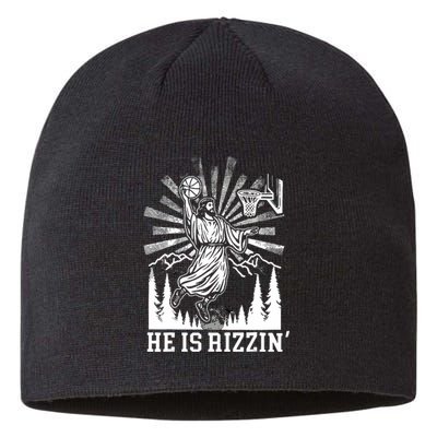 He Is Rizzin Funny Jesus Basketball Christian Religious Sustainable Beanie