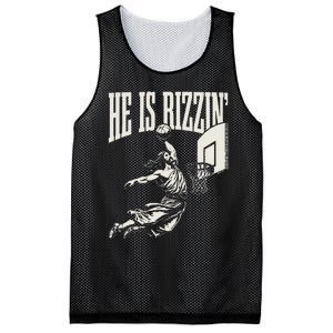 He Is Rizzin Jesus Playing Basketball Mesh Reversible Basketball Jersey Tank