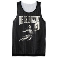 He Is Rizzin Jesus Playing Basketball Mesh Reversible Basketball Jersey Tank