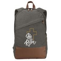 He Is Risen Easter Cross Christian Cotton Canvas Backpack