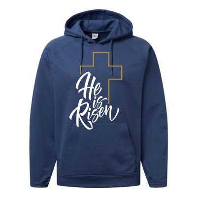 He Is Risen Easter Cross Christian Performance Fleece Hoodie