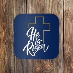 He Is Risen Easter Cross Christian Coaster