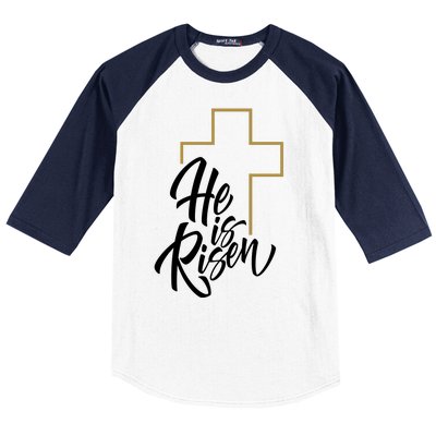 He Is Risen Easter Cross Christian Baseball Sleeve Shirt