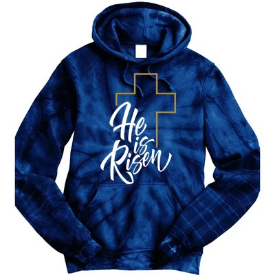 He Is Risen Easter Cross Christian Tie Dye Hoodie