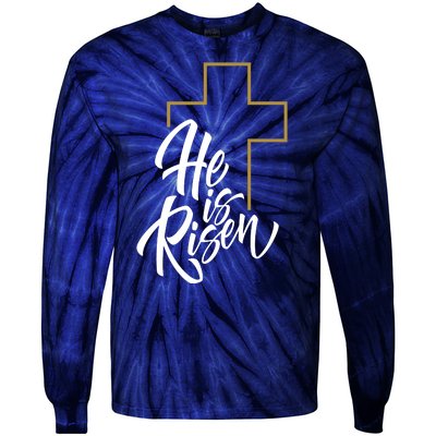 He Is Risen Easter Cross Christian Tie-Dye Long Sleeve Shirt