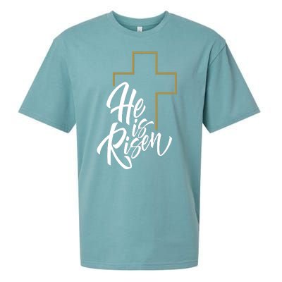 He Is Risen Easter Cross Christian Sueded Cloud Jersey T-Shirt