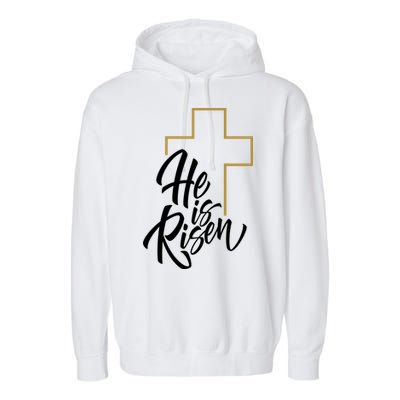 He Is Risen Easter Cross Christian Garment-Dyed Fleece Hoodie