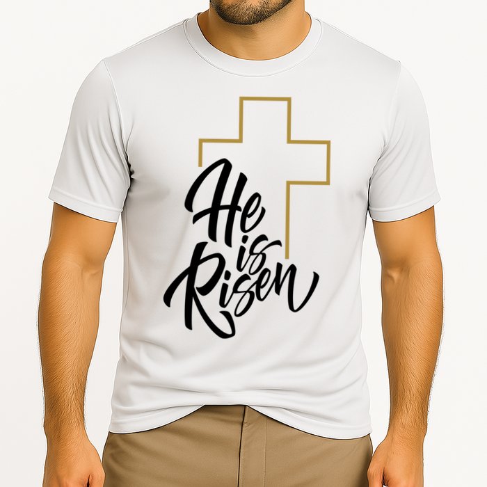 He Is Risen Easter Cross Christian Performance Shirt
