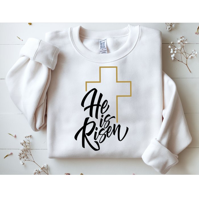 He Is Risen Easter Cross Christian Sweatshirt