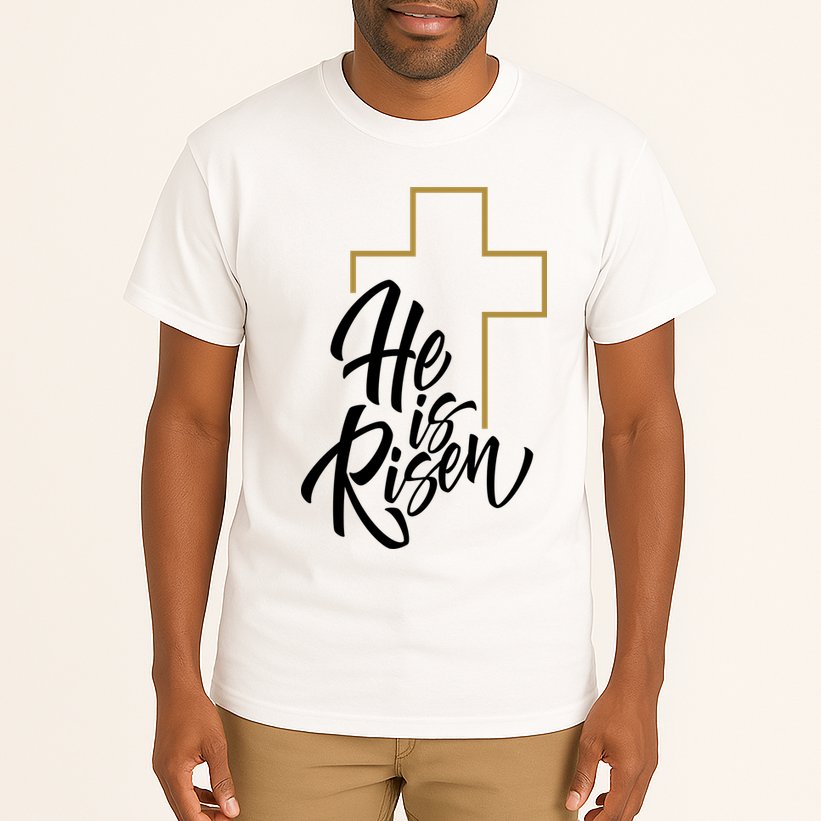 He Is Risen Easter Cross Christian Tall T-Shirt