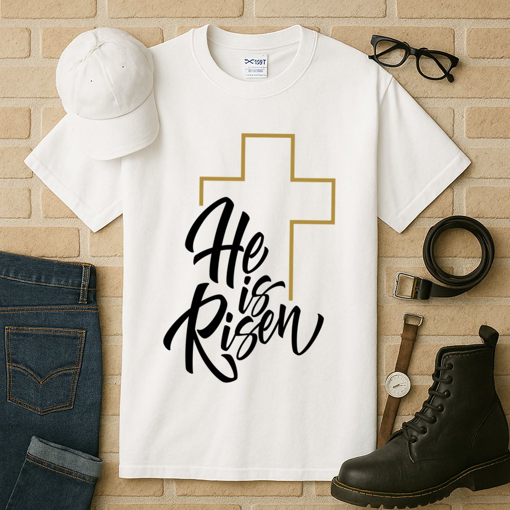 He Is Risen Easter Cross Christian Tall T-Shirt