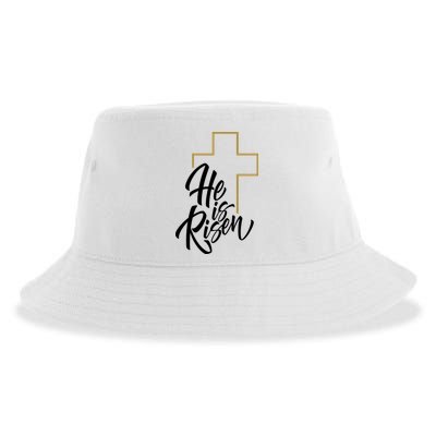 He Is Risen Easter Cross Christian Sustainable Bucket Hat