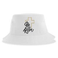 He Is Risen Easter Cross Christian Sustainable Bucket Hat