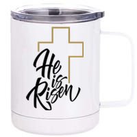 He Is Risen Easter Cross Christian 12 oz Stainless Steel Tumbler Cup