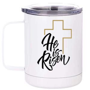 He Is Risen Easter Cross Christian 12 oz Stainless Steel Tumbler Cup