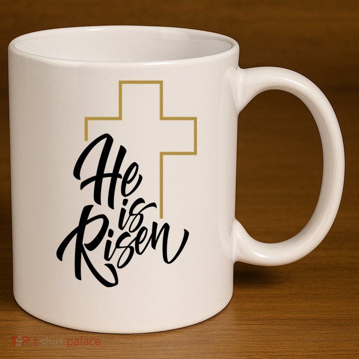 He Is Risen Easter Cross Christian 11oz C Handle Ceramic Mug