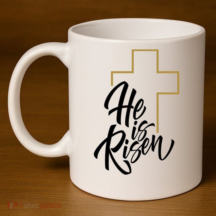 He Is Risen Easter Cross Christian 11oz C Handle Ceramic Mug