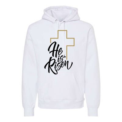 He Is Risen Easter Cross Christian Premium Hoodie