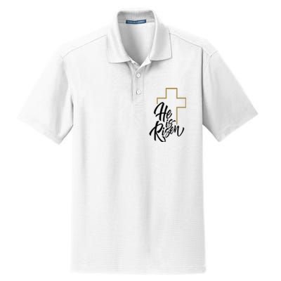 He Is Risen Easter Cross Christian Dry Zone Grid Polo