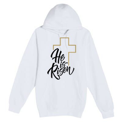 He Is Risen Easter Cross Christian Premium Pullover Hoodie