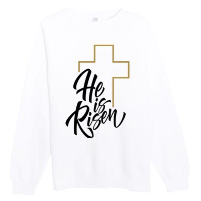 He Is Risen Easter Cross Christian Premium Crewneck Sweatshirt