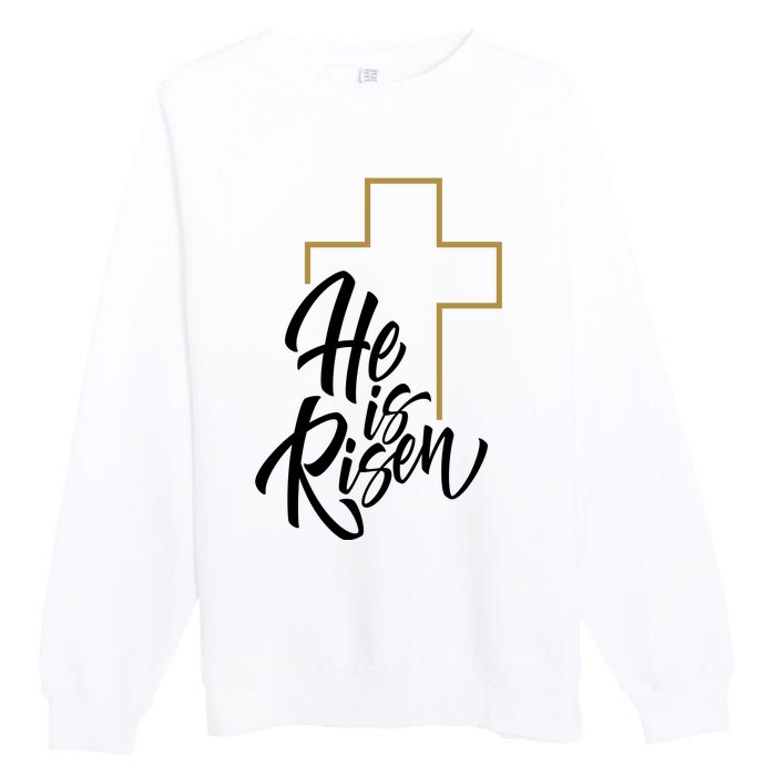 He Is Risen Easter Cross Christian Premium Crewneck Sweatshirt