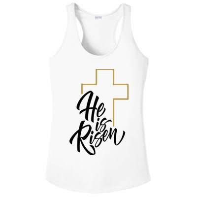 He Is Risen Easter Cross Christian Ladies PosiCharge Competitor Racerback Tank