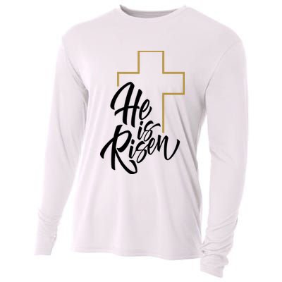 He Is Risen Easter Cross Christian Cooling Performance Long Sleeve Crew